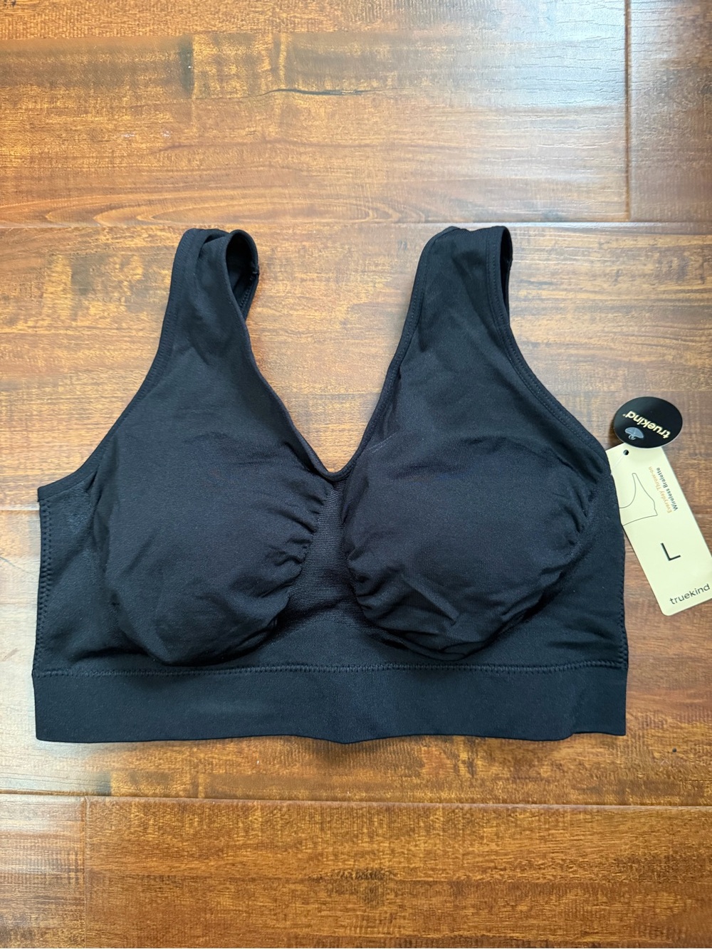 NWT Truekind Everyday Throw-on Wireless Black Wireless Bralette Bra - L